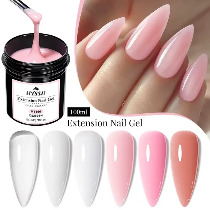 Vernis d'extension d'ongles rose Semi-Permanent UV/LED de grande capacité de 100ml