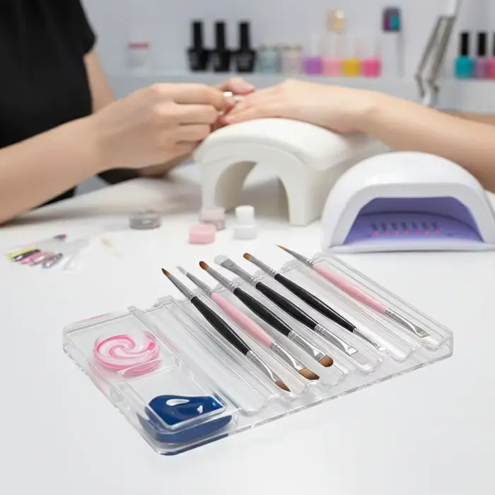 Support professionnel portable à 5 emplacements pour pinceaux à ongles
