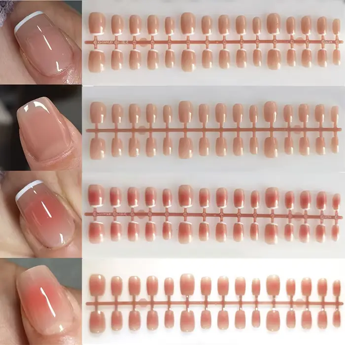 Faux Ongles Dégradés N64.French Blush Nude