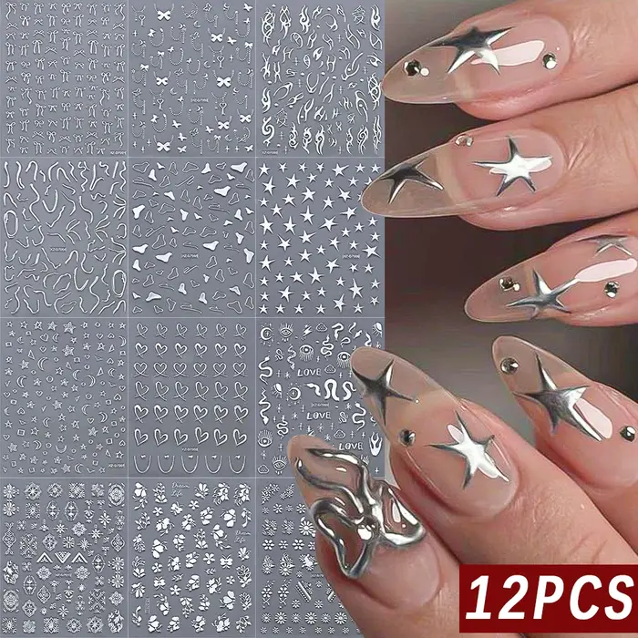 Ensemble d'autocollants étoiles 3D pour Nail Art