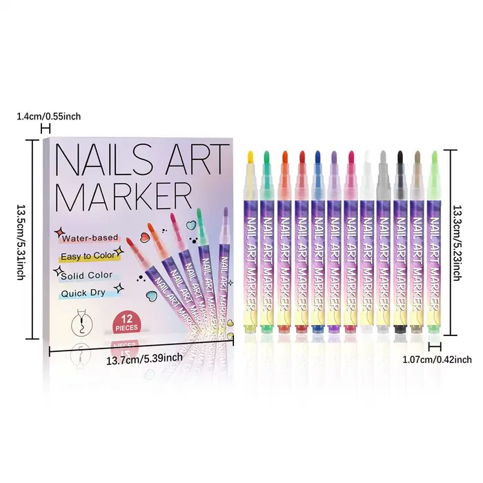 12 pièces Nail Arts dessin Graffiti vernis à ongles imperméable peinture Liner stylo bricolage 3D lignes abstraites
