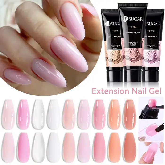 UR SUGAR 1/2 pièces 15ml Gel d'extension d'ongle tremper UV LED acrylique cristal blanc clair Gel nu vernis à ongles Gel de Construction UV