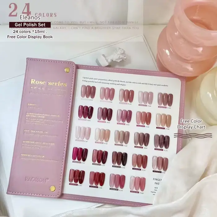 Eleanos Rose Rose 24 pièces gelée Transparent Gel vernis à ongles couleur Rose nu UV tremper Gel vernis Jade Nail Art Gel laque 15ml