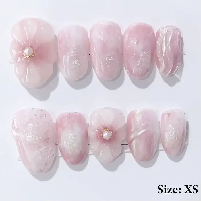 Fleurs 3D Nail Art tendance presse sur ongles peint à la main rose Gel gelée printemps été fleur y2k