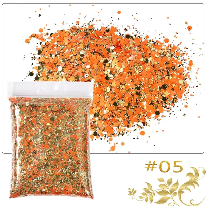 50 g/sac holographique gros paillettes princesse série or cosmétique artisanat paillettes pour résin