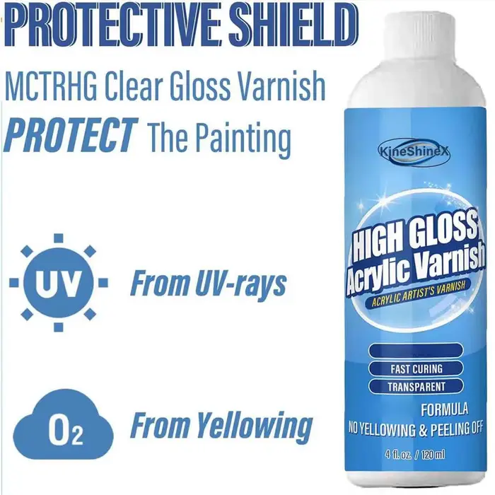 Vernis acrylique haute brillance 120 ml pour la protection des peintures, scellant transparent imperméable pour les travaux d'art