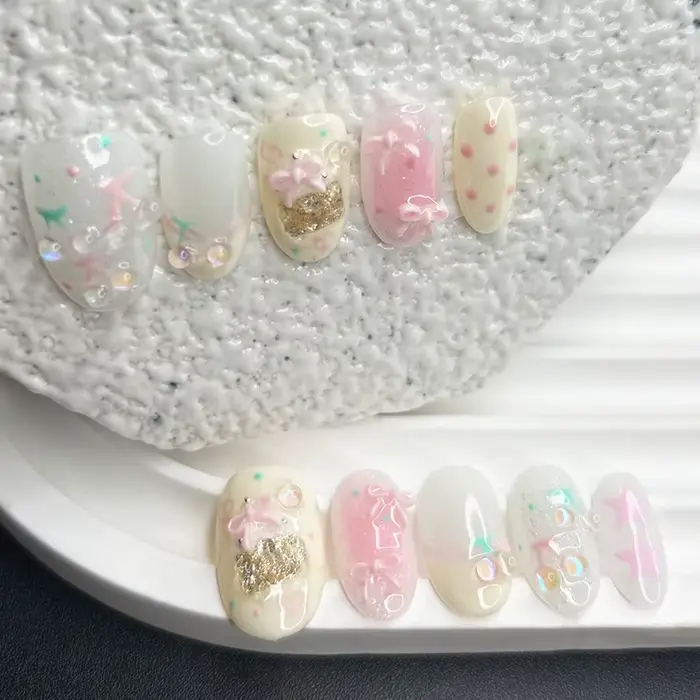 Collection de faux ongles à presser faits main