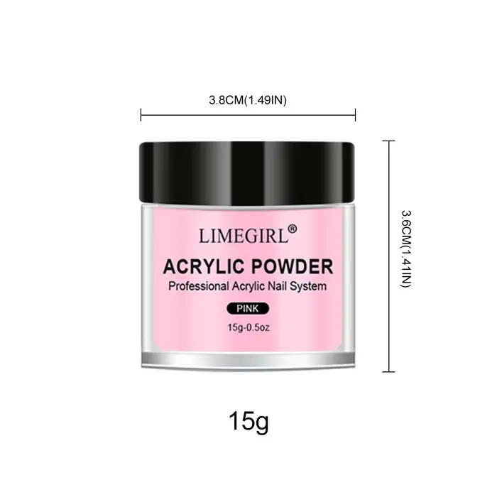 LIMEGIRL 5 couleurs poudre acrylique pour ongles professionnel rose clair blanc nu polymère pour Extension d'ongles
