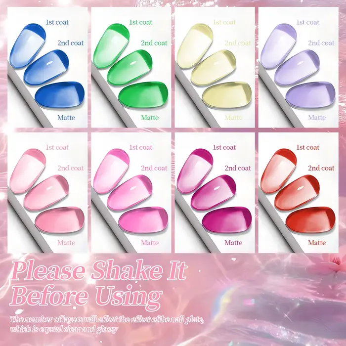 VOKY 8PCS/SET ensemble de gel amovible - durcissement par lampe LED