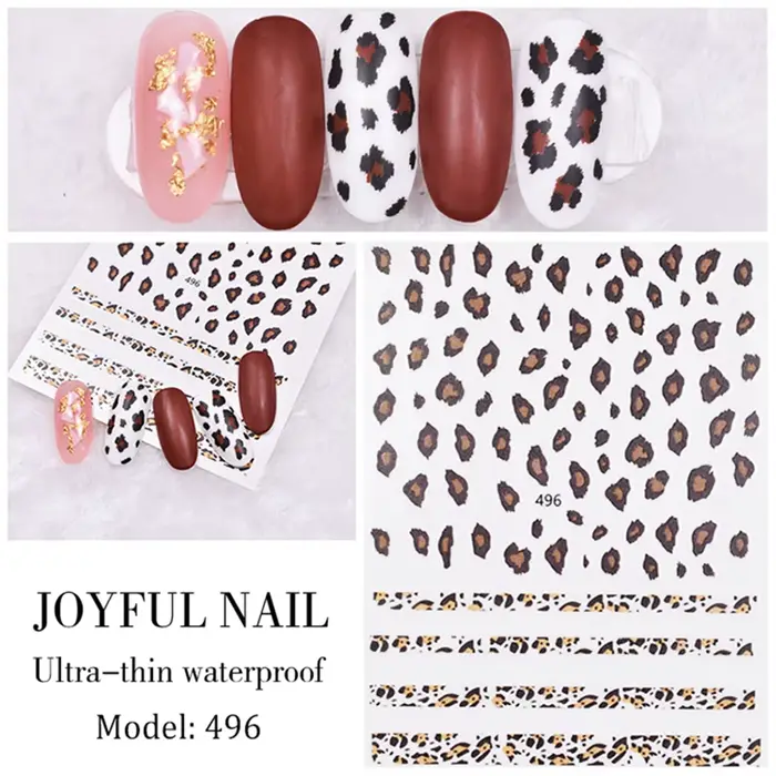 Nail Art autocollant pour femme, impression léopard, stéréo 3D, décalcomanie, vente en gros, nouveau