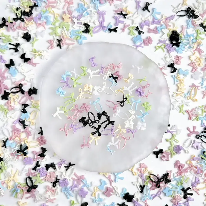 Mini nœuds papillon en résine de couleur unie, breloques pour ongles, adorables nœuds irréguliers, d