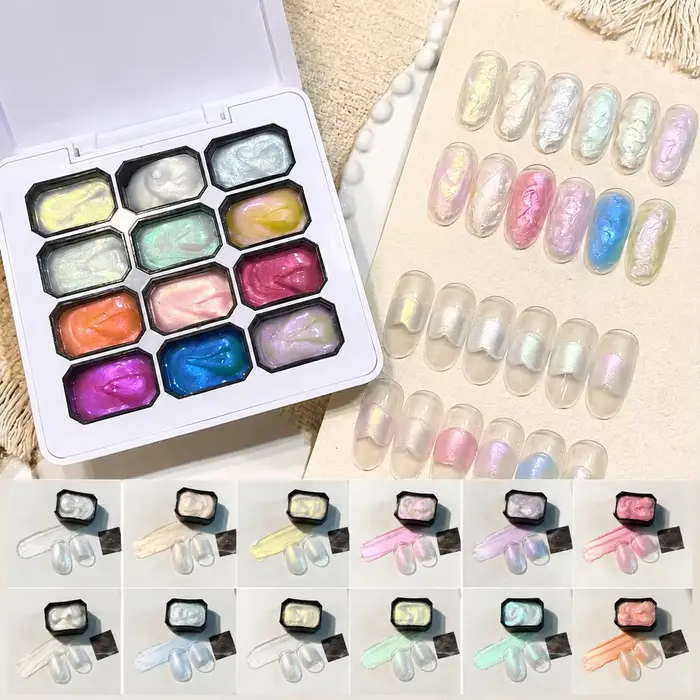 Vernis à ongles semi-permanent effet gel texturé perle aurore