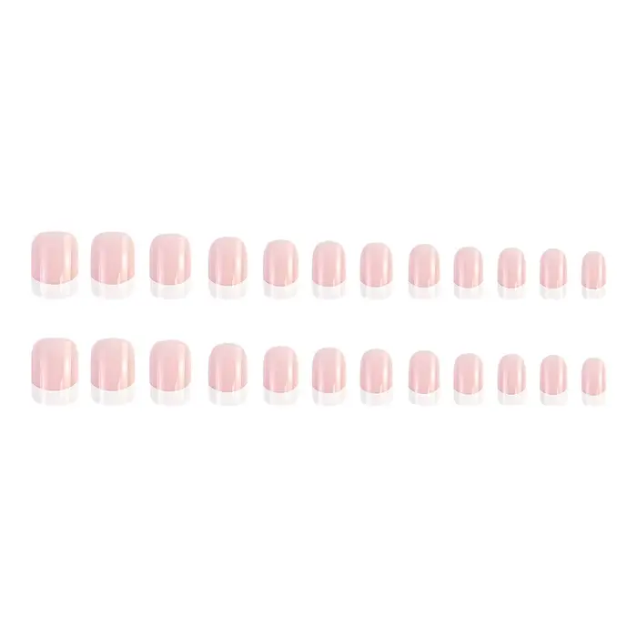 24 pièces brillant moyen carré presse sur ongles rose Style français faux