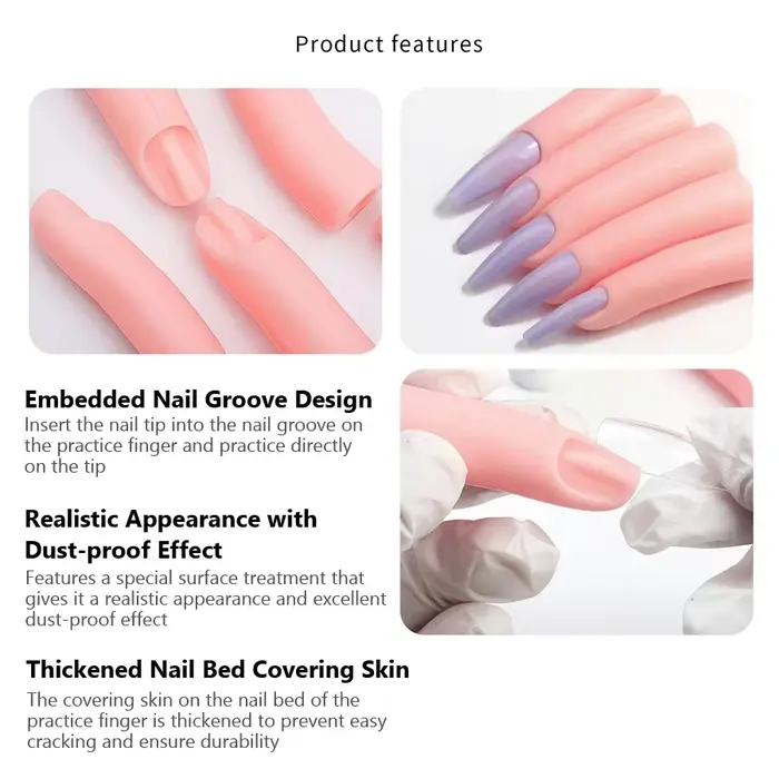 Ensemble de pratique de Nail Art en Silicone, 5 pièces, pointes de doigts pour l'entraînement à l'ex