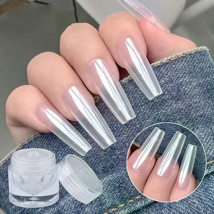 1 pot placage Aurora Chrome poudre à ongles Orange haute brillance clair de lune miroir Fine paillettes Pigment