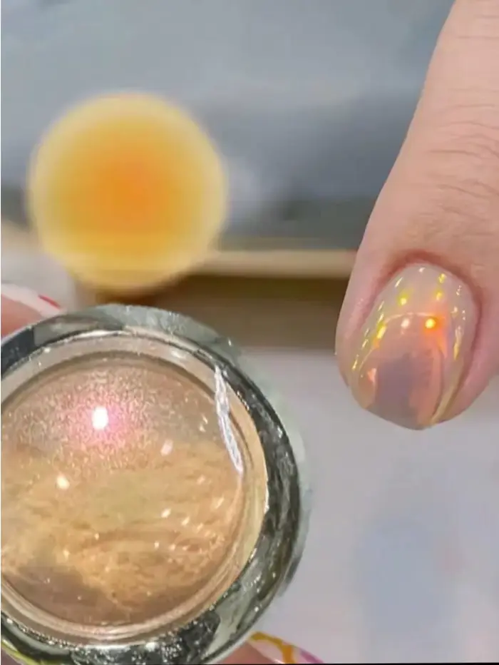 1 Boîte de Poudre à Ongles Effet Miroir Coucher de Soleil Brillant 0,3g, Pigment Chrome Métallique U