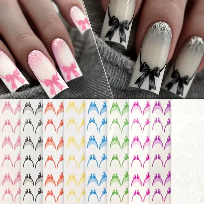 Autocollant pour Ongles Noir à la Française pour Manucure