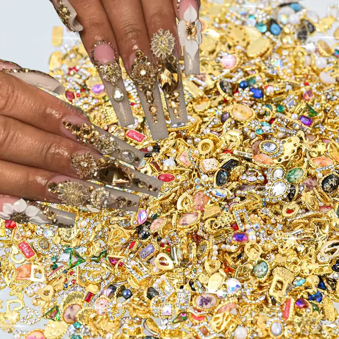 Breloque pour ongles de luxe, mélange aléatoire, Style mixte, alliage 3D, cristal strass, gemme, déc
