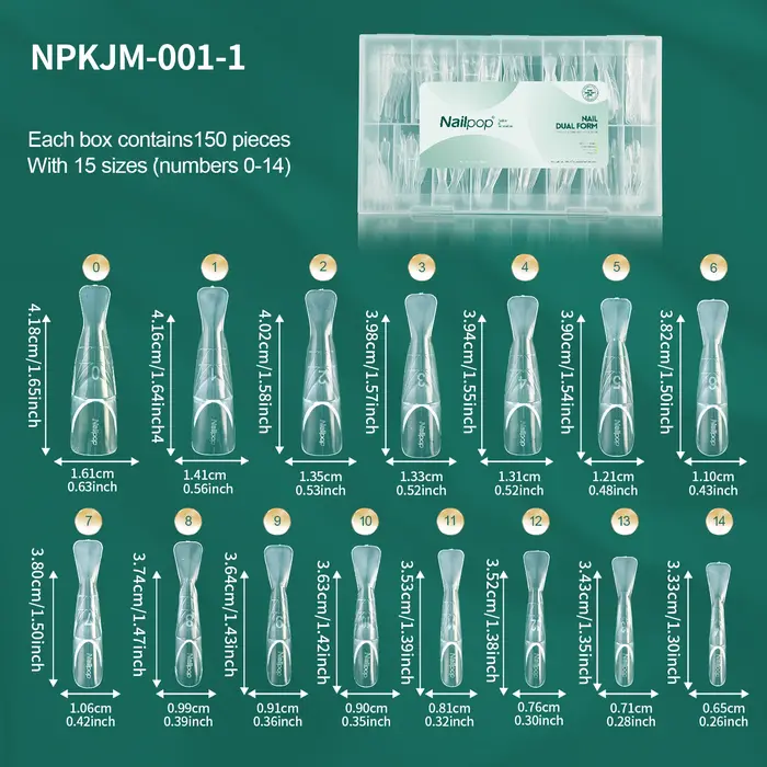 Nailpop 150 pièces Formes Cercueil Double Usage French Transparent 15 Tailles Système de Superposition 3D Créatif Manucure Salon DIY en une seule étape