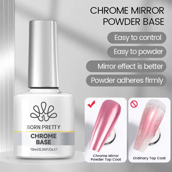 BORN PRETTY Vernis à ongles gel à base de chrome 10 ml, paillettes métalliques, super brillant, à fa
