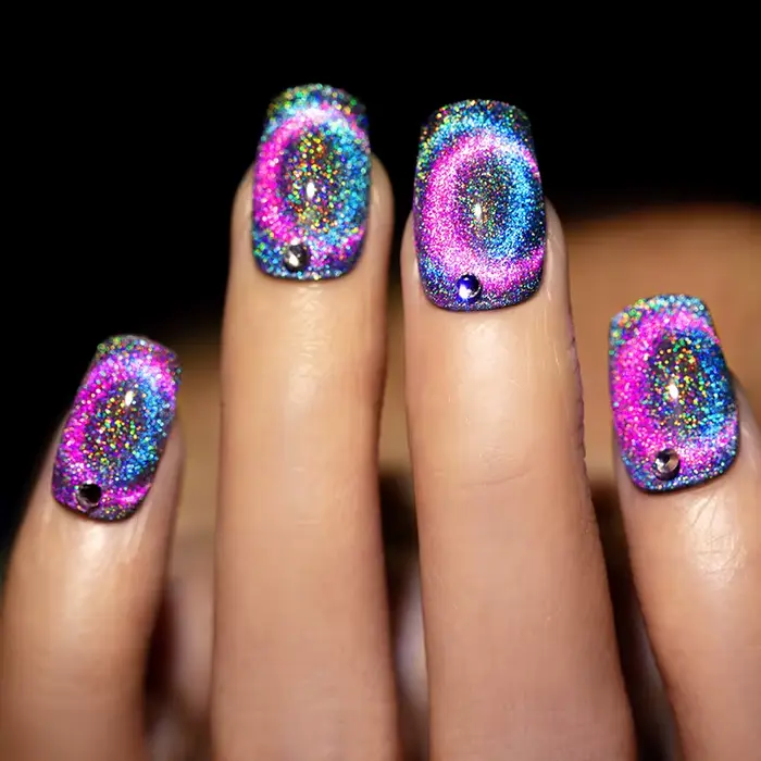 AWStorG 5ml Gel Oeil de Chat Laser Coloré Rose Lumineux Magnétique Vernis à Ongles Semi-Permanent Holographique Brillant Effet Argenté