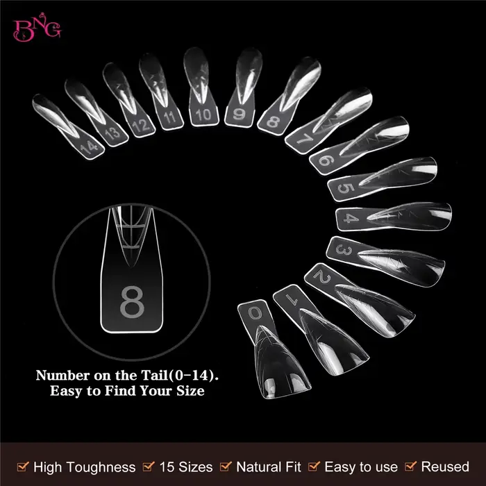 BNG 150 pièces Moules à ongles doubles en polygel pour extension