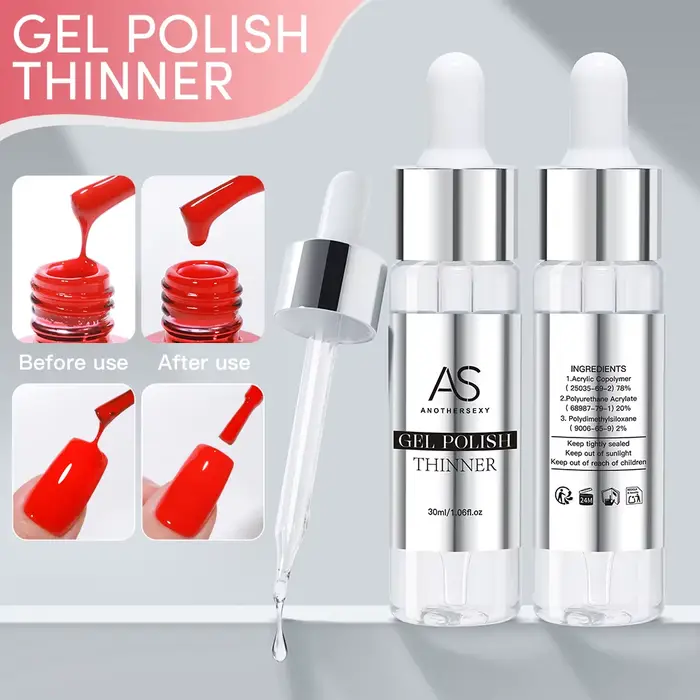 AS 30ml Diluant Gel Transparent 30G pour Vernis à Ongles