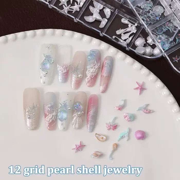 12 grilles/boîte Aurora breloque pour ongles