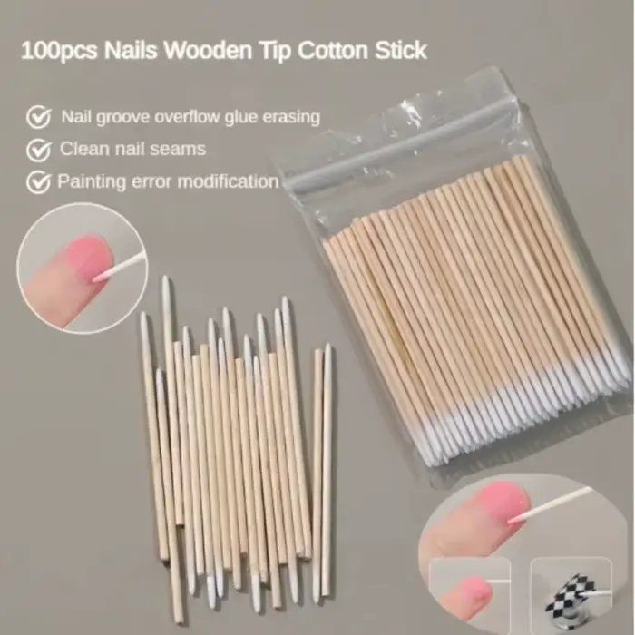 100/300/500 ongles pointe en bois coton-tige bourgeons jetable Ultra-détail correcteur dissolvant de vernis