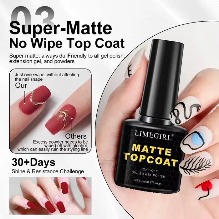 LIMEGIRL 3 pièces/Kit Nail Art trempage apprêt clair manteau vernis à ongles UV Gel