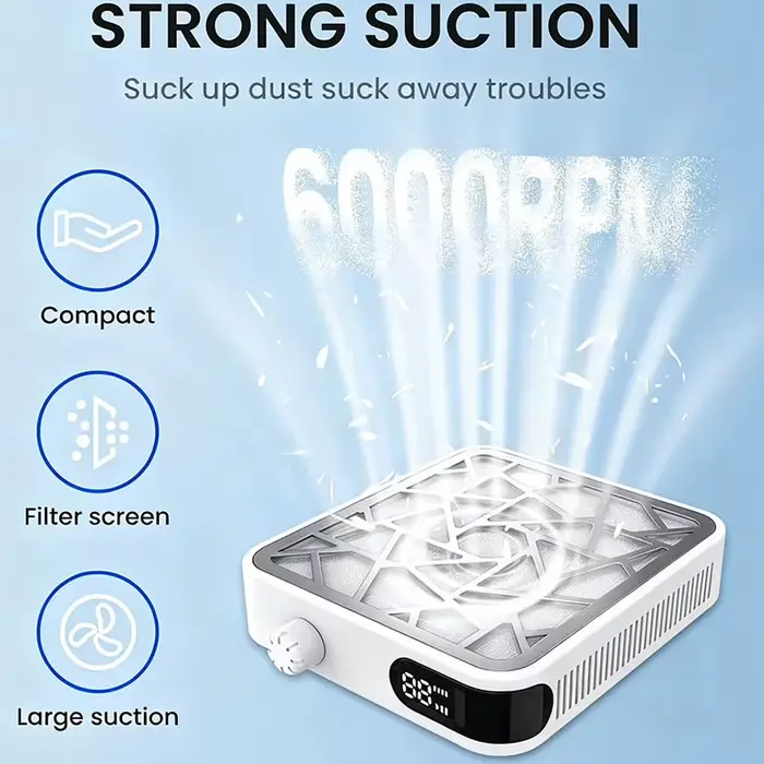 Aspirateur à poussière pour ongles professionnel rechargeable, puissant, avec aspiration réglable et faible bruit