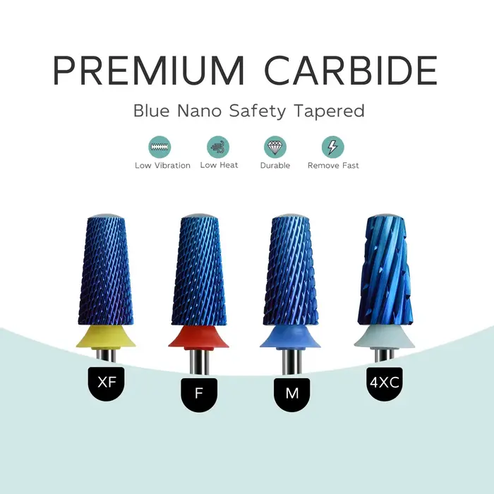 HYTOOS bleu Nano sécurité forets à ongles coniques 3/32 forets en carbure arrondis pour ongles foret
