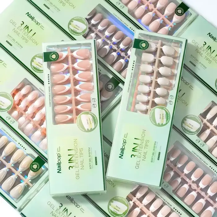 Nailpop 3 en 1 ongles à pointe française pré-colorés presse rapide et facile