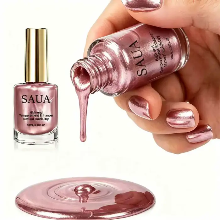 Vernis à ongles métallique or rose, séchage rapide, sans cuisson, amélioration durable de la beauté, pas besoin de lampe UV