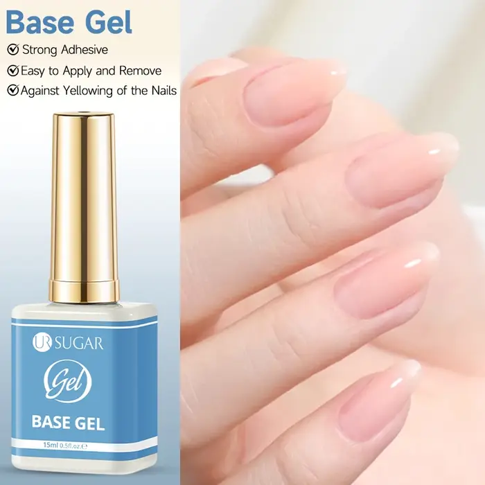 UR SUGAR 15ml Gel de base en caoutchouc fibres transparent, gel de réparation et de renforcement, ge