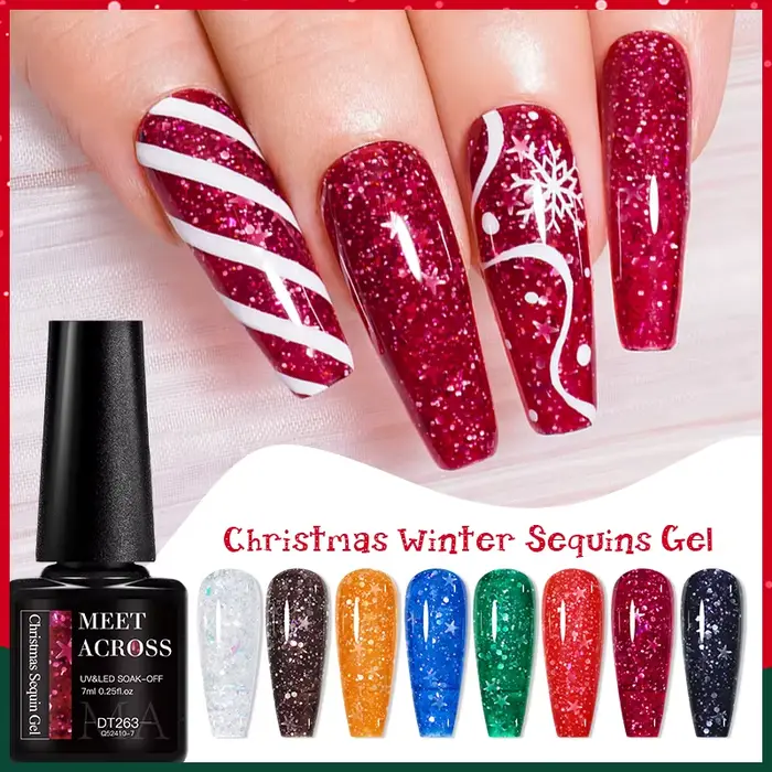 Verhéritage à Ongles en Gel à Paillettes Brillantes de Noël