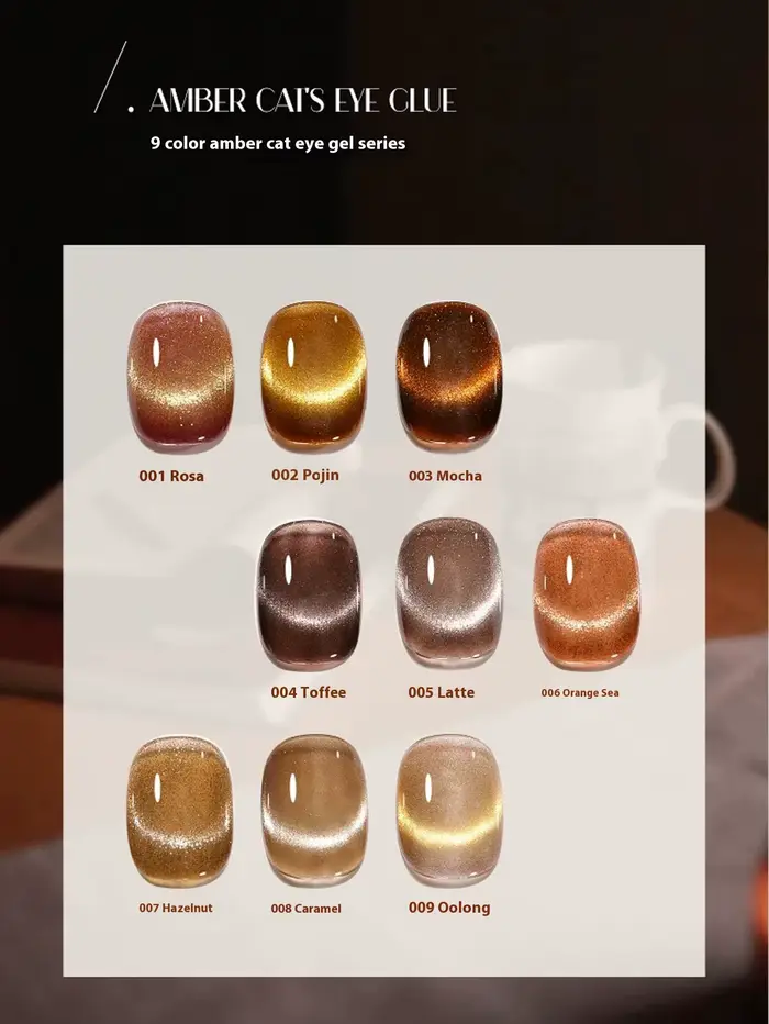 MIANEL 12ML Vernis à ongles gel effet œil de chat ambre doré imprimé léopard coucher de soleil