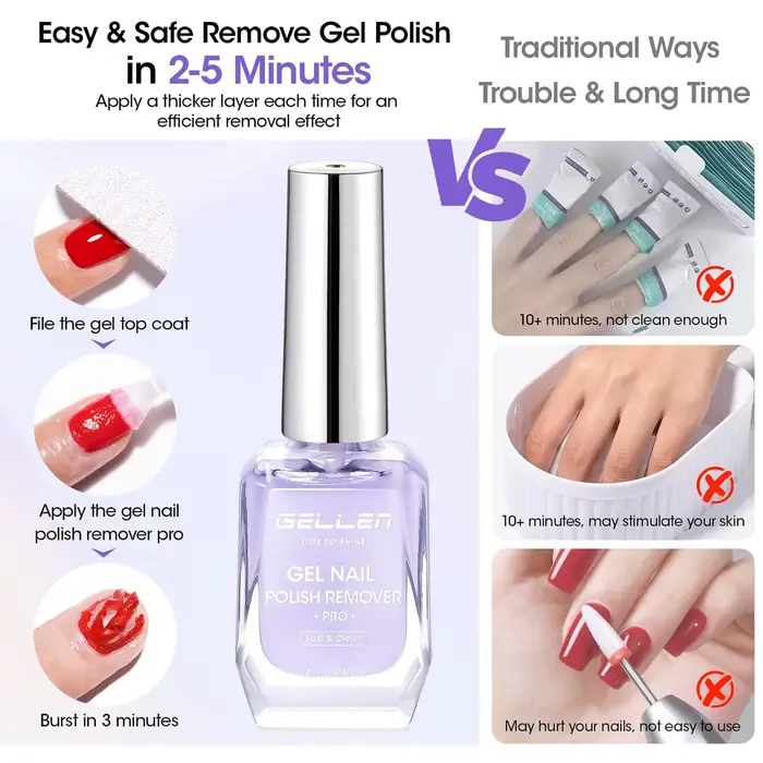 GELLEN Dissolvant de vernis à ongles en gel 18ml 2 pièces