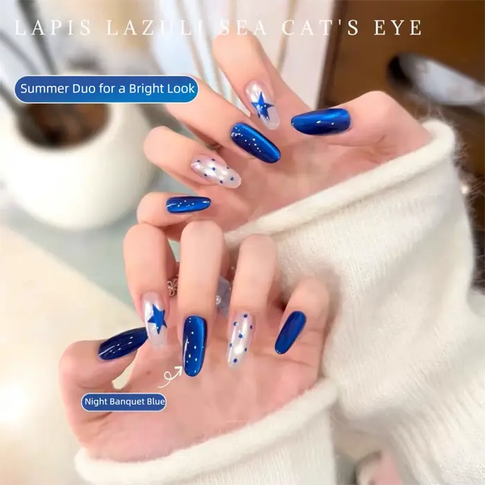 Gel à ongles bleu œil de chat MN Midnight Banquet