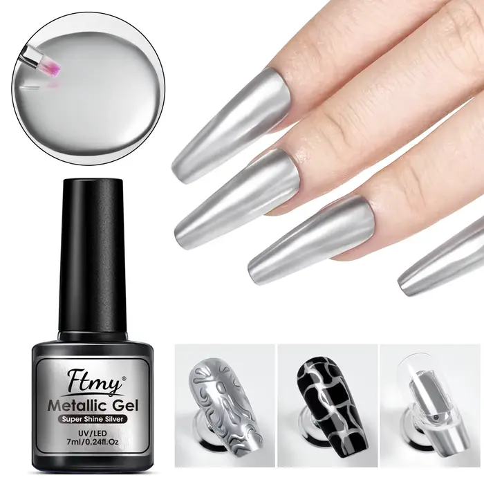 Gel métallique argenté pour Nail Art