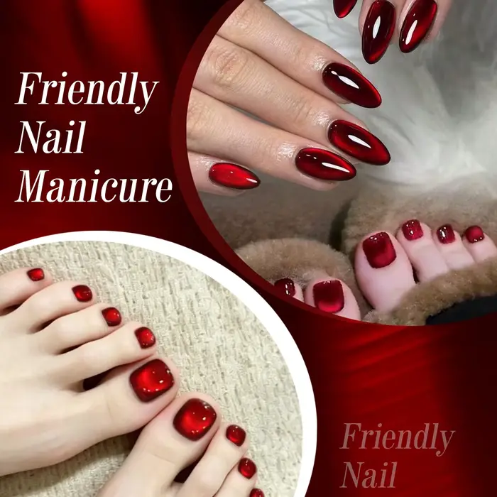 Gel magnétique rouge effet œil de chat pour ongles des orteils