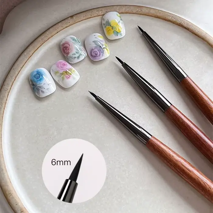 Professionnel bois de santal colle à ongles photothérapie brosse UV Gel peinture stylo Nail Art Liner dessin