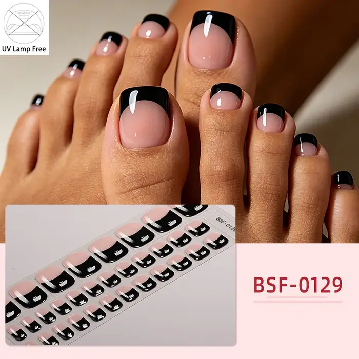 Autocollants pour ongles de pieds en gel sans UV style français