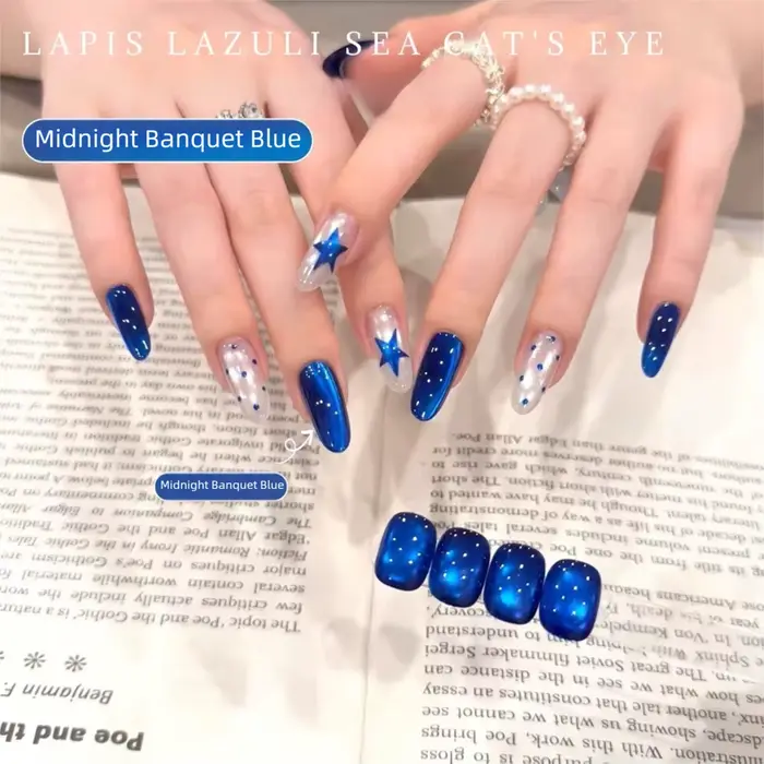 Gel à ongles bleu œil de chat MN Midnight Banquet