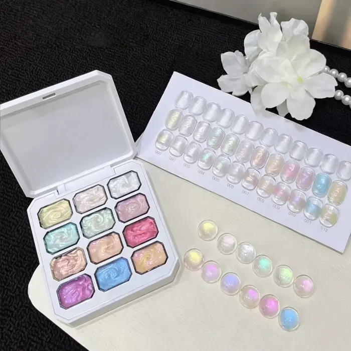 Gel de vernis à ongles 12 couleurs, gel de design pour nail art de salon, finition brillante haute s
