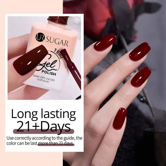UR SUGAR 15ml Vernis à ongles gel rouge vin longue tenue