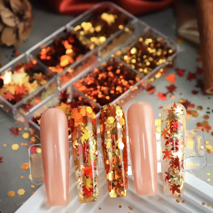 Automne Nail Art paillettes