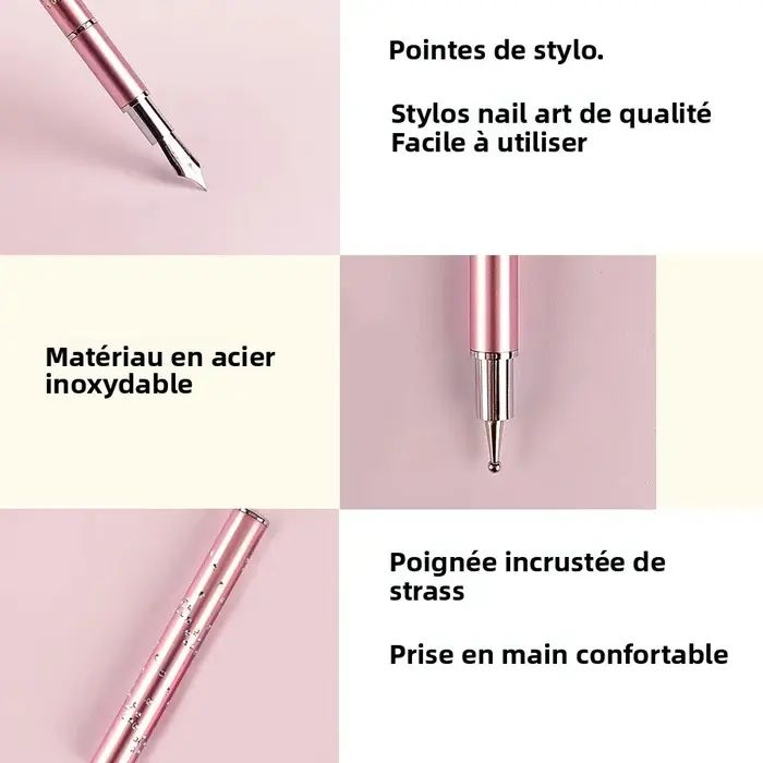 Ensemble de stylos de peinture pour Nail Art, avec 5 pointes à points, stylo de doublure en dentelle et outil de dessin de lignes fines pour les détails et les embellissements de Nail Art