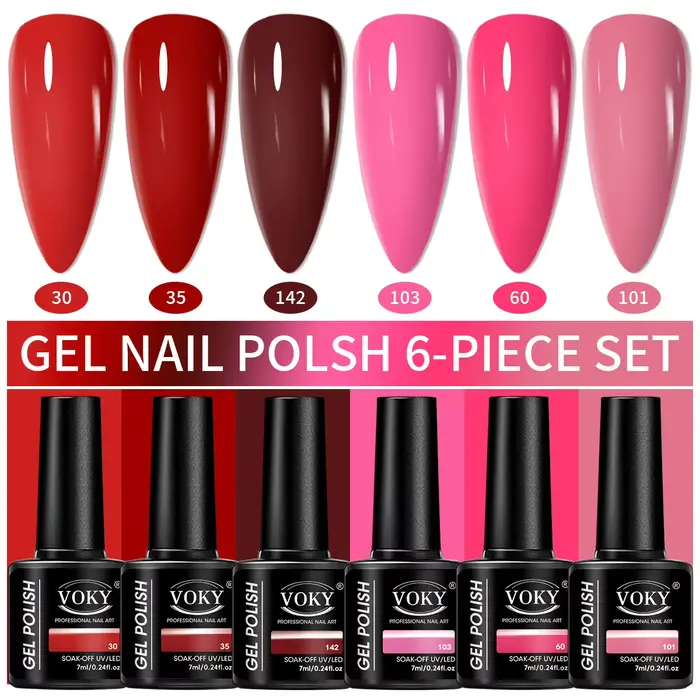 VOKY 6PCS/SET Ensemble de gel à ongles durable et amovible