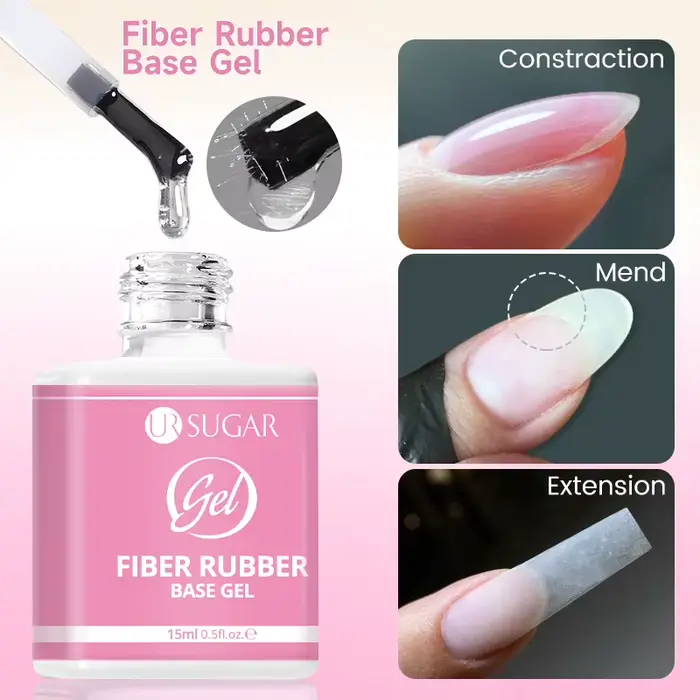 UR SUGAR 15ml Gel de base en fibre de caoutchouc pour ongles cassés